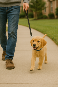 Teaching a puppy to walk on the lead